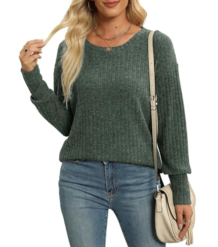 Heymiss Womens Sweaters Dressy Casual Crewneck Long Sleeve Shirts Loose Fall Fashion Sweatshirts2