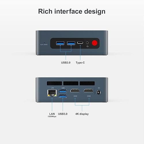 Miniatura 5 de Beelink SEi12 Mini PC, Intel 12 generación i5-1235U (hasta 4.4GHz) 10C12T, mini computadora 16GB DDR4 RAM 500GB NVMe SSD, computadora de escritorio