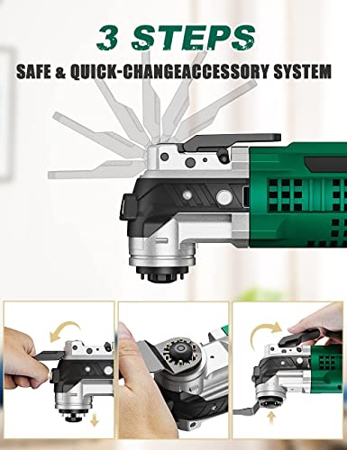 Kimo 20V Cordless Oscillating Tool Kit With 26-Piece Accessories, 21000 Opm Variable Speed & 3° Oscillating Angle, Led & Quick-Change, Oscillating Multitool For Cutting Wood Nail/Scraping/Sanding #TOP5