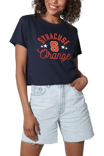 Campus Lab Syracuse University Orange Women's Crop Top T-Shirt, Navy, Small