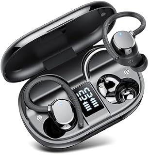 Bluetooth Kopfhörer, Kopfhörer Kabellos Bluetooth 5.4, 128 Std Spielzeit Kabellose Kopfhörer mit 4 ENC Noise Cancelling Mics, Tiefer Bass, IP7 wasserdichte Ohrhörer mit Ohrhaken für Studium und Sport
