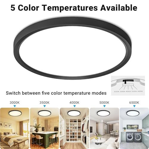 Fairdeer 4 Pack LED Flush Mount Ceiling Light,12Inch 24W,Black by Fairdeer - Used condition - Image 3