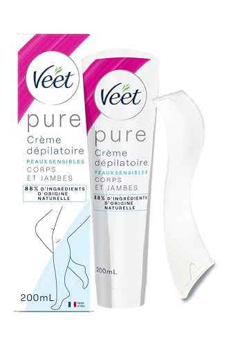 VEET PURE - Crème Dépilatoire Corps & Jambes - Peaux Sensibles - Sans Odeur d'Amoniaque - 200ml