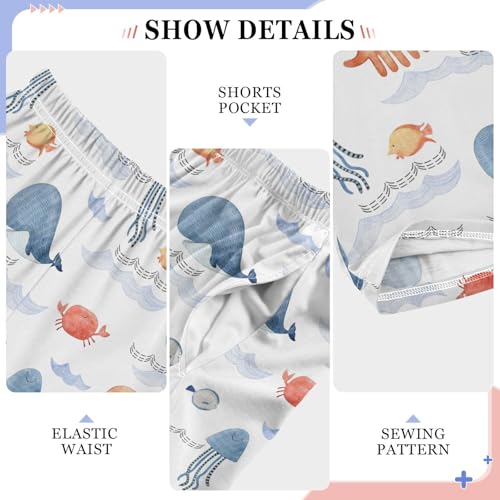 ZZKKO Watercolor Sea Creatures Boys Pants for Kids Jogger Pants with Pockets S-XL4