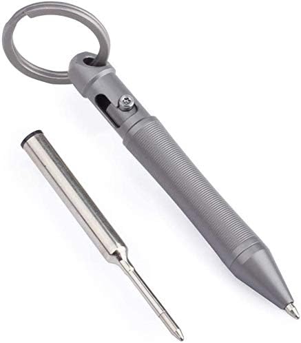 Amazon Co Jp Timulti チタンボールペン ボルトアクション キーホルダー式 チタンキーリング付き ミニedc ストレス解消 手癖解消 集中 力 アップ グレー ペン 1本 80mm 替え芯 1本 家電 カメラ