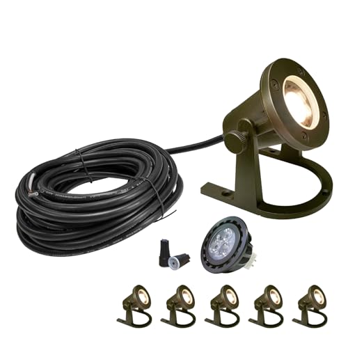 COLOER Brass Underwater Lights(Bronze) with LED MR16 Bulb 12V Low Voltage Fountain Lights IP68 Waterproof Copper Outdoor Landscape Lighting for Swimming Pool Ponds or Outside Water as Spotli
