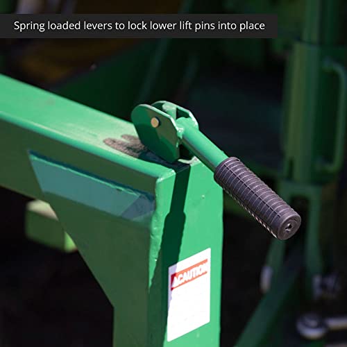 Titan Attachments 3 Point Quick Hitch Adaption To Category 1 And 2 Tractors, 3000 Lb Lifting Capacity, 27.5" Between Lower Arms, 14.5" ~17.5" Level Adjustment, Green Finish #TOP6