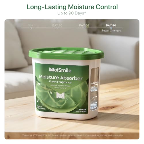 Image of Large Moisture Absorber Buckets, 6 Pack, 14 oz Each, Fresh Scent | 14 oz Net Fill with 12 g Fresh Scent Beads; Visible Water Collection; Up to 90 Days; For Bathrooms and Closets