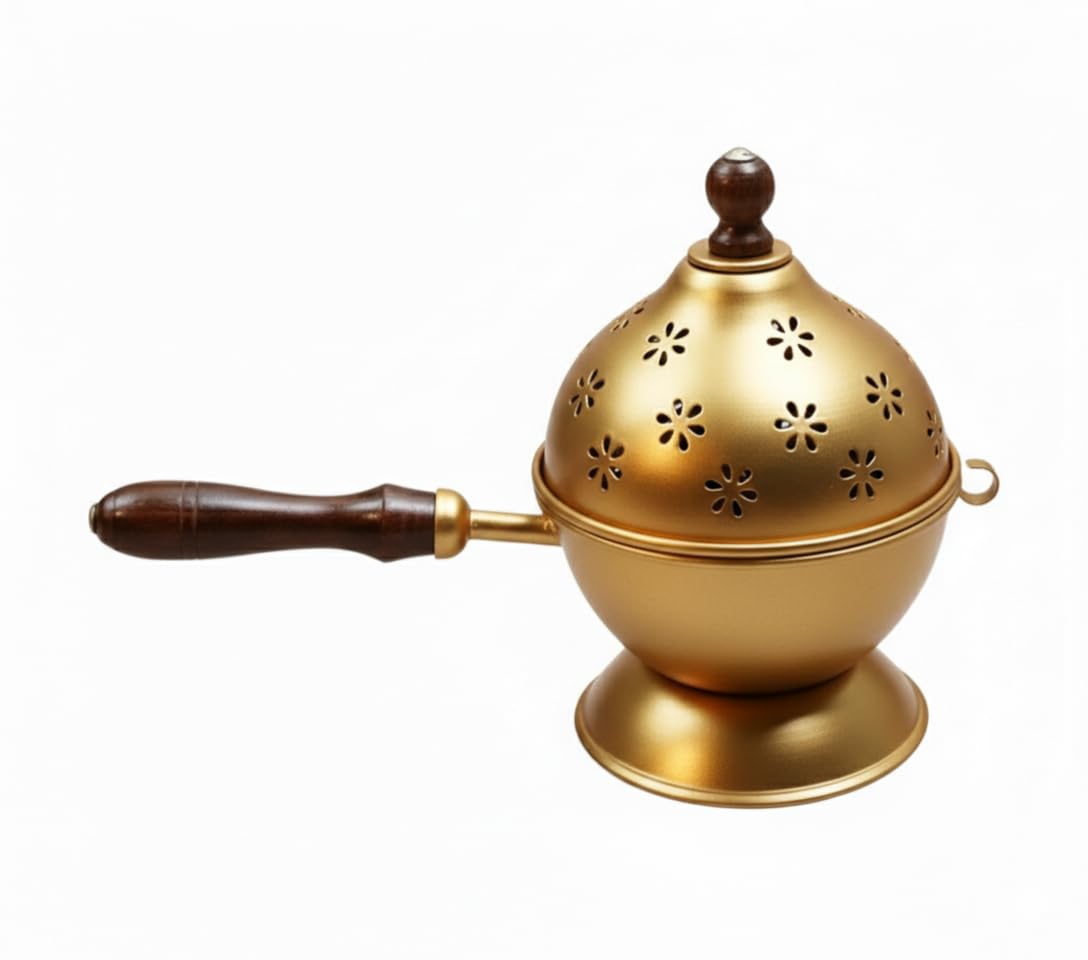 𝐋𝐔𝐗𝐔𝐑𝐘 𝐋𝐎𝐃𝐆𝐄™ Metal Dhoop Holder | Incense Burner | Loban Dani | Dhoop Dani | Metal Loban Dhoop Dani | Dhoop Dani Stand Burner for Puja. (Gold)-image-34