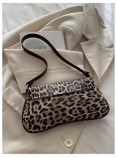 Women's Leopard Print Flap Shoulder Bags Cheetah Underarm Purses Vintage Magnet Handbag2