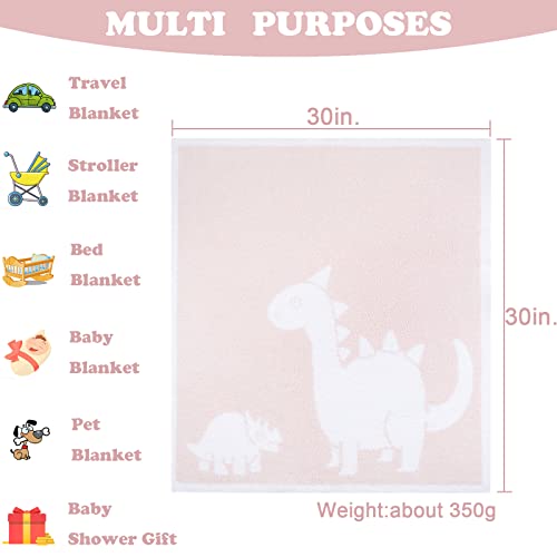Image of BOBOYOYO Plush Baby Blankets for Girls Boys Newborn Soft Fuzzy Warm Swaddle Receiving Blanket Heart Animal Print Toddler Blanker for Crib Stroller Infant Nursery (Light Pink Dinosaur, 30 x 30 Inch)