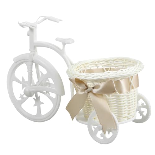 STOBAZA Tricycle Flower Basket for Tabletop Decoration Woven Candy Storage Holder for Shower and Party Favors Material One Design