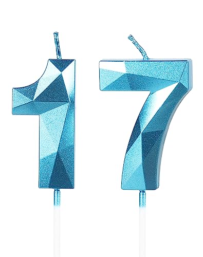 Velas 3D de 17 aniversários, vela número 17, vela de aniversário para bolos, velas de bolos, decorações para bolos festas de aniversário, casamentos comemorativos