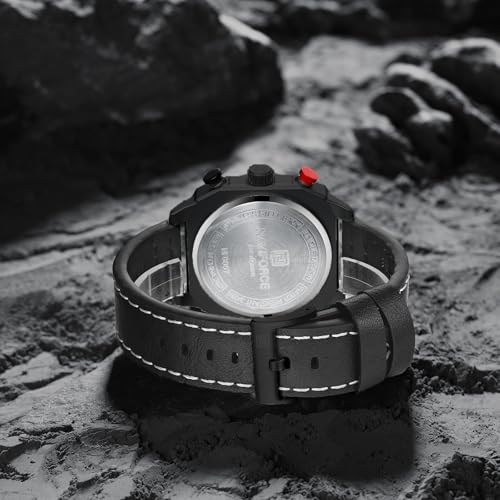 Image of NAVIFORCE NF8057 Square Vintage Military Chronograph Genuine Leather Analog Watch