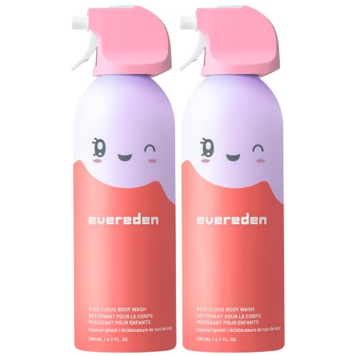 Evereden Cloud Foam Kids Body Wash, Dermatologist-Tested, Coconut, 2-pack