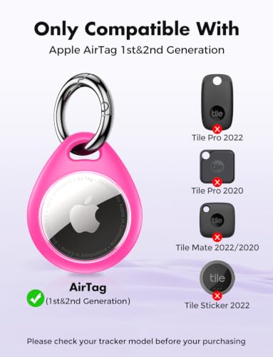 Image of UNBREAKcable Holder for Apple AirTag - 4 Pack [Fit Tightly Design] [Easy to Install] [Hold Air Tag Securely] Waterproof TPU Shell Protective Case with All Metal Keychain Key Ring Clip