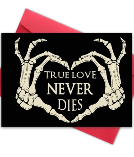 Skeleton Hands Heart Shape Wedding Card,Spooky Skeleton Hand Halloween Anniversary