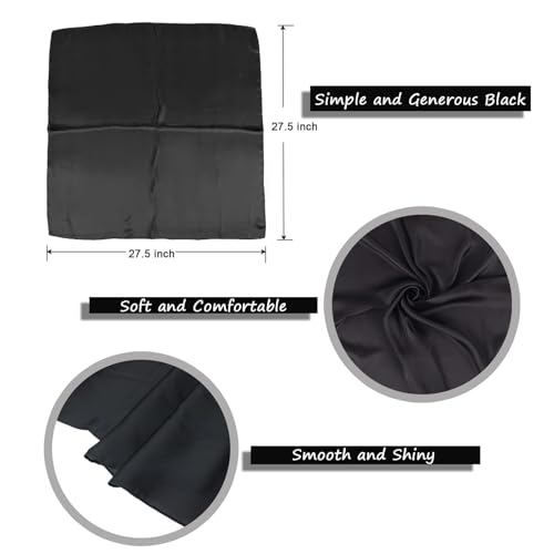 2 PCS Head Scarf Kerchief Neck Scarf Square Faux Silk Scarves Black for Halloween Accessories(27.5 * 27.5 In)2