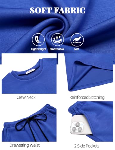 Image of Arshiner Boys Drop Shoulder T-Shirt & Drawstring Waist Shorts Summer Casual Outfits (5-12 Years)
