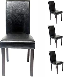 Set of 4 Faux Leather Dining Chairs For Home & Commercial Restaurants [Brown* Black* Red* Beige*] (Black)