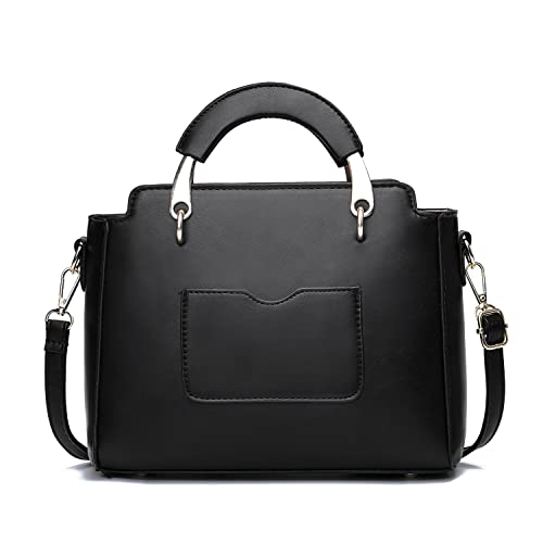 شاويو حقائب يد عصرية للنساء والسيدات من الجلد بمقبض علوي، حقائب كتف صغيرة توت صغيرة، زهرة سوداء