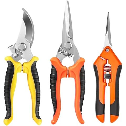 BamLue 3 Pack Garden Pruning Shears Stainless Steel Blades Handheld Pruners Set, Stainless Steel Cutter Clippers,Sharp Hand Pruner Secateurs, Garden Trimmer Scissors Kit, Handheld Scissors Set Cover