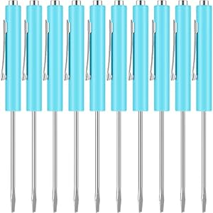 10 Pieces Pocket Screwdriver Mini Tops And Pocket Clips Pocket Screwdriver Magnetic Slotted Pocket Screw Driver with A Single Blade Head for Mechanical, Electrician (Light Blue)