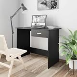 PUGYNBK Escritorio estrecho negro 100 x 50 x 76 cm con cajón de madera, diseño delgado para oficinas estrechas y dormitorios