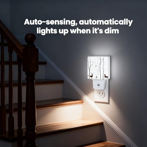 Image of Night Light Plug-in Dusk to Dawn Smart Sensor White Led Nightlight for Bedroom Bathroom Kitchen Hallway Stairs Energy Efficient Decor Desk Lamp