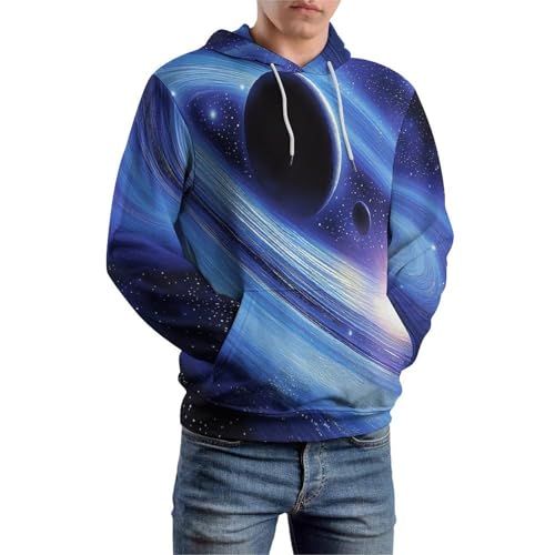 Sweat à capuche imprimé 3D pull à manches longues univers espace avec poches