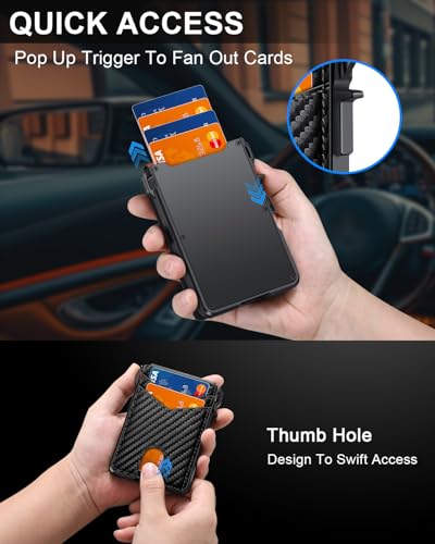 Image of ZALVEX Wallet for Men, Mens Minimalist Wallet 9-13 Cards, Slim Compact Wallet with Money Clip & ID Window, RFID Blocking Smart Pop Up Card Wallet, Metal Aluminum Credit Card Holder Bifold Wallet