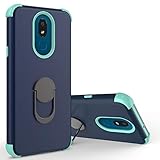 Rosebono for LG Escape Plus Case, LG Arena 2 Case, LG Journey LTE Case, 3-Layer Slim Shockproof Hard Cover with Metal Ring Stand Skin Fashion Cute Cover Armor Case for LG K30 2019 (Navy)