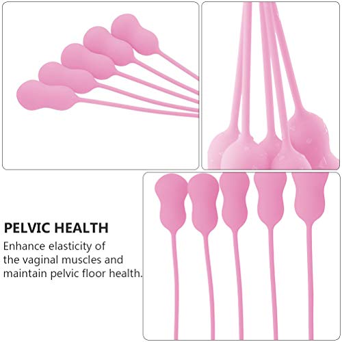 5 pecas de bola de encolhimento feminina vaginal haltere de silicone para exercicios (rosa)