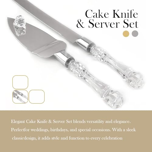 Adorox Cake Knife and Server Set Acrylic Stainless Steel Faux Crystal Handle Holiday Thanksgiving Christmas - Image 4