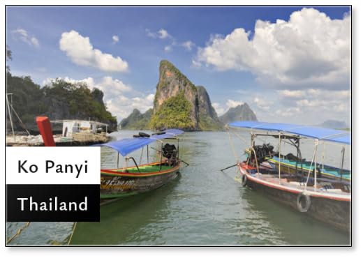 Traditional Long Tail Boats Moored at Ko Panyi, Fridge Magnet