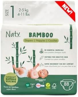 Naty Bamboo - Pañales de viscosa de bambú – suavidad sedosa, paña...