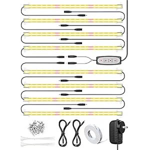 LED Grow Light Strip, 8 Pack Grow Lights for Indoor Plants, 80W Full Spectrum Plant Lights with 4 Dimmable Level, Auto…
