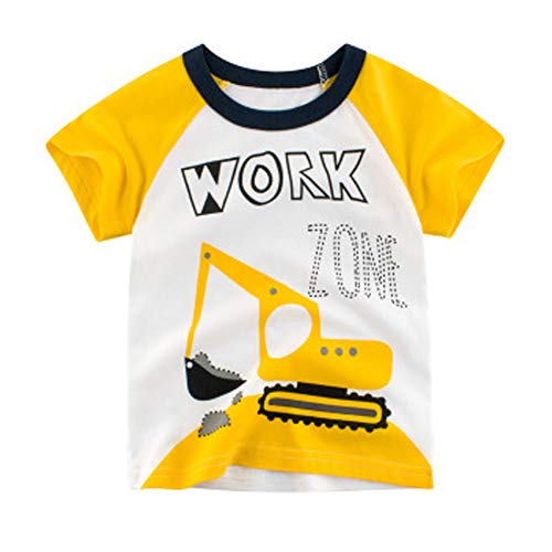 Nautysaurs 4-Pack Toddler Boys Dinosaur Excavator Truck Space T-Shirts Graphic Short Sleeve Tees (2-Excavator Truck, 3T) #TOP1