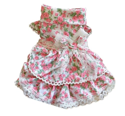 ISUPY 犬服 猫服 春夏 ペット服 犬 ワンピース ドレス スカート 洋服 可愛い 蝶結び ドッグウェア 小中型犬用 軽量 快適 涼しい 通気性 袖なし 脱毛対策 お散歩用 (L,ピンク)