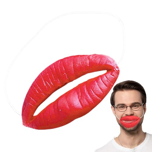 Scherzmaske Wurstmund - Interessante Mundmaske mit großen Lippen, Lustige Gesichtsdekoration, Partyspaß und Halloween Kostüm, Gruseliges Latex- oder Vinyl-Design | Aprilscherz Karneval Verkleidung Zub