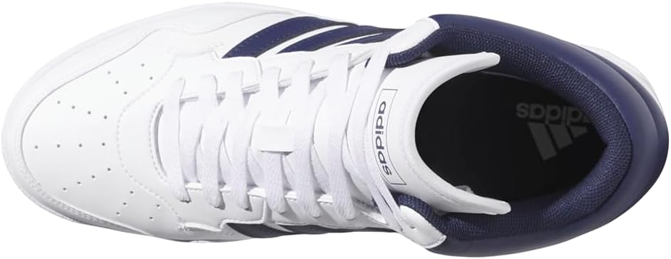 Adidas Unisex Hoops 4.0 Mid Top Basketball Shoes White/Dark Blue/Grey 4 Medium