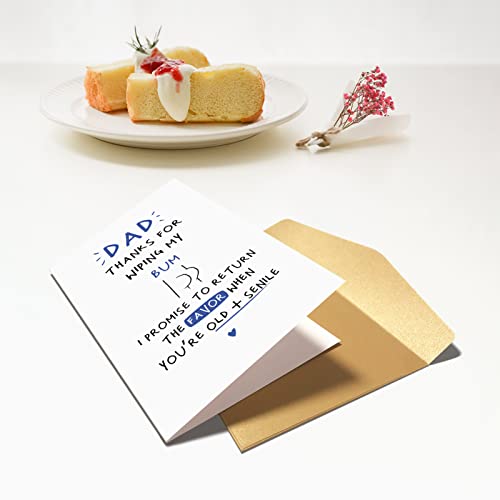 Chenive Funny Fathers Day Card, Happy Father’s Day Card From Son Daughter, Birthday Greeting Card For Daddy, Dad Thanks For Wiping My Bum #TOP4