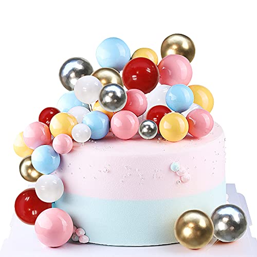 Balls Cake Topper Mini Balloons Cake Topper Pearl Balls Cake Pick Foam Ball Cupcake Topper Baking Decoration Supplies Toothpick Party Wedding Anniversary Birthday Baby Shower Cake Decoration #TOP4