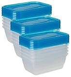 keeeper Frischhaltedosenset 5-teilig, 5 x 0,5 l, 15,5 x 10,5 x 6 cm, Fredo Fresh, Blau Transparent (Packung mit 3)