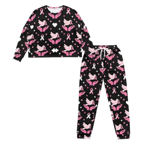 Image of Womens Pajama Sets 2 Piece Pjs Lounge Sets Long Sleeve Sleepwear Crew Neck Pullover Top with Long Pants