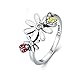 Produktbild XCWXM Ringe Ringe für 925 Sterling Silber Biene Und Marienkäfer In Blumengarten Fingerringe Für Frauen Sterling Silber Schmuck 6