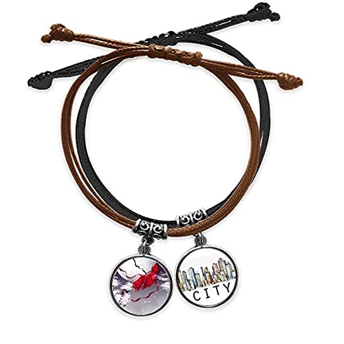 Bracelet Corde Lune Rouge Cuir Sidi Finition Anti-Irritation Style Aquarelle Chinoise