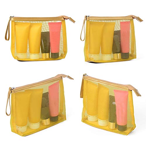 COOFIT Bolsa De CosméTicos Em Malha PortáTil Bolsa De Malha Com ZíPer Bolsa De Maquiagem Para Viagen