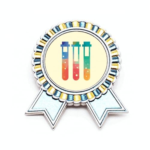 Broche tube à essai en métal taille M avec liquides colorés pour fêter la science