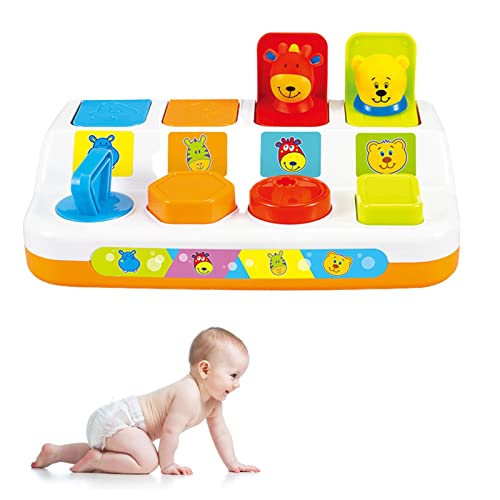 RUMUI Juguete de actividad pop-up, sensorial para niños pequeños, juguete sensorial para aprender colores y nombres de animales Cover